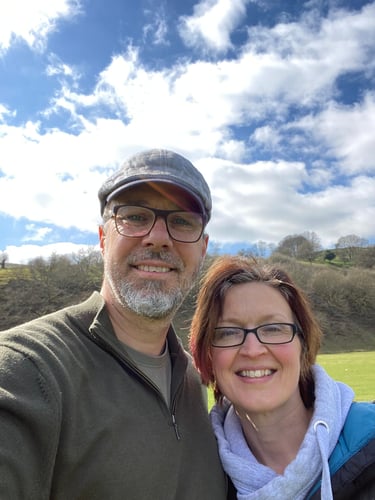 Myhrtoolkit founder, Jon Curtis and his wife Amanda on a walk around Longshaw Estate, Derbyshire