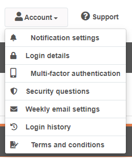 Multi-factor authentication option on the myhrtoolkit account menu