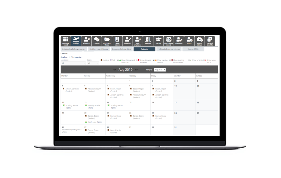 Staff Holiday Planner Online Annual Leave Planner Software