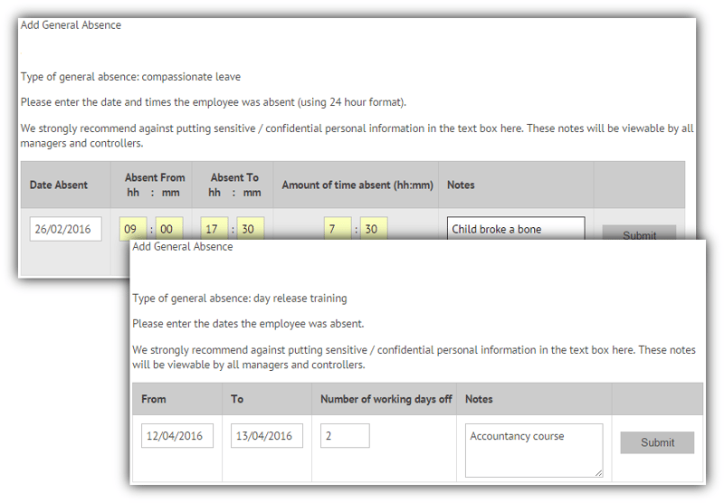 Confirm a general absence using HR software