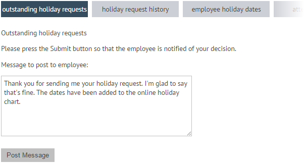 Approving a holiday request