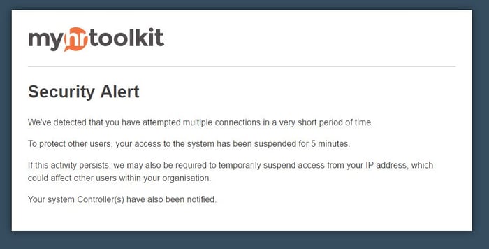 User blocked security alert
