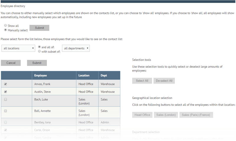 Employee directory settings