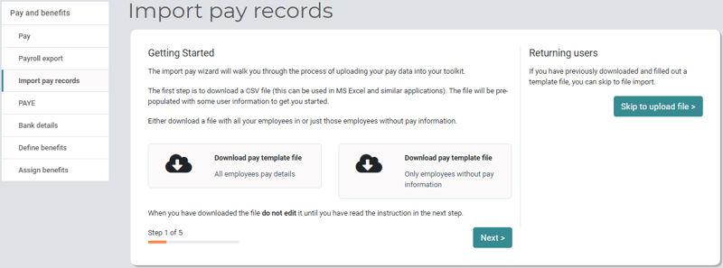 Pay and Benefits Managers import pay records