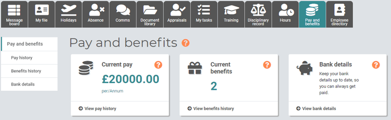Pay and Benefits User Home page