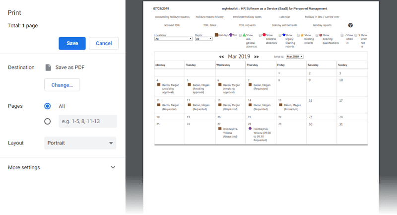 myhrtoolkit save holiday calendar as file