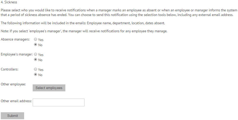 Absence notifications and emails on myhrtoolkit