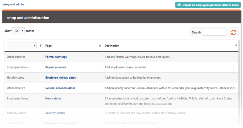myhrtoolkit HR software setup & admin area