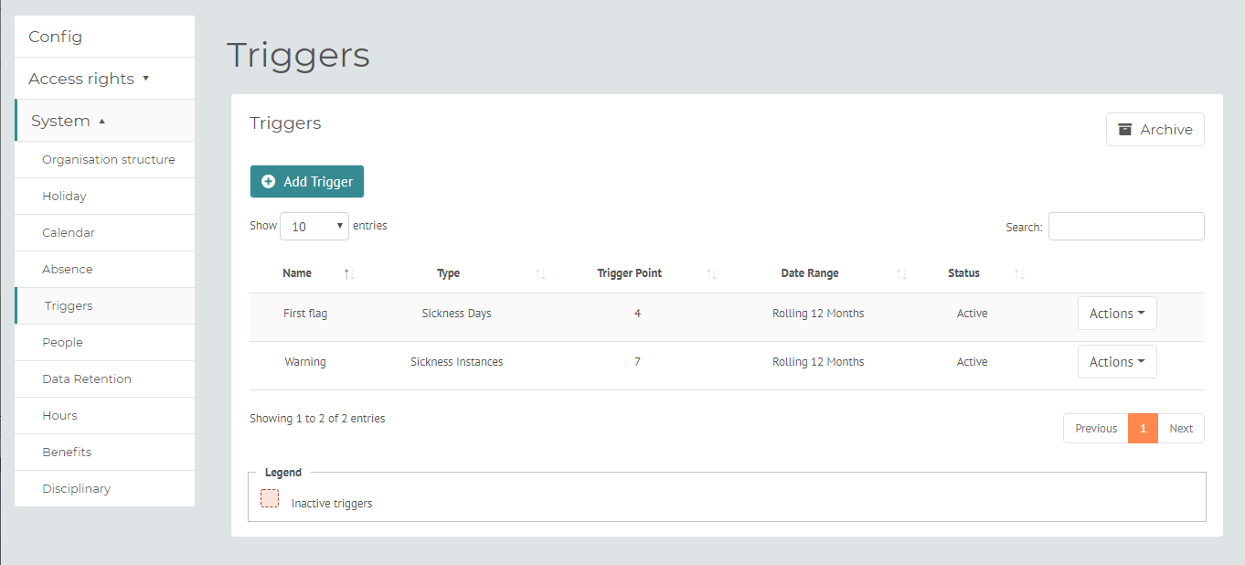 myhrtoolkit config sickness absence triggers