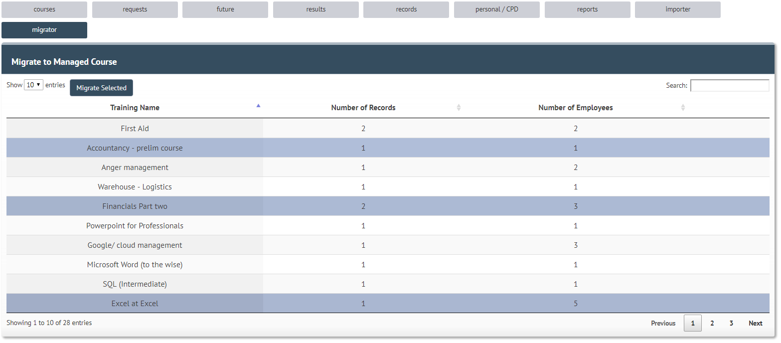 myhrtoolkit HR software select legacy training records